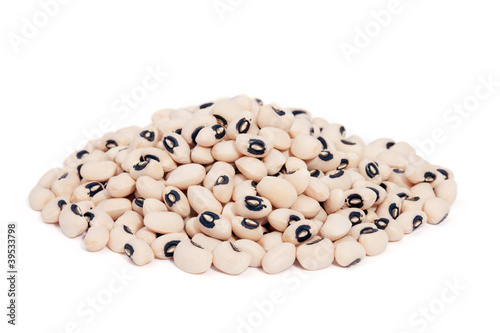 Photo: Pile Black Eyed Peas isolated on white background. Pile Black Eyed Peas isolated on white background.