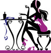 silhouette of girl a does make-up