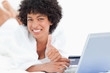 Frizzy woman approving the shopping online