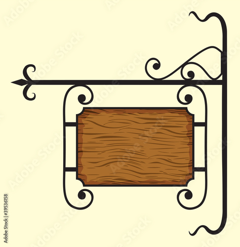 Illustration: Wooden blank door sign Wooden blank door sign