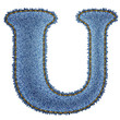 Jeans alphabet. Denim letter U