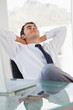 Smiling businessman at ease at work 