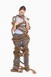 Entangled businesswoman
