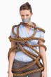Businesswoman tied up