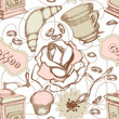 Coffee and cakes seamless pattern