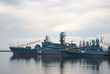 Warships in Kronshtadt port