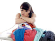 Young Woman Ironing. Model Released