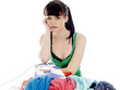 Young Woman Ironing. Model Released