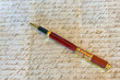 Foto: Alte Handschrift mit Federhalter (Brief 1857) Alte Handschrift mit Federhalter (Brief 1857)