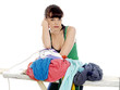 Young Woman Ironing. Model Released