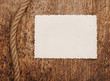 Old photo frames with rope on wooden background