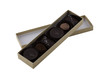 Box of chocolates isolated on white with clipping map