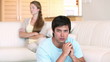 A man watching television