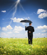 The person with an umbrella