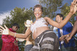 Portrait of woman dancing at party
