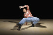 Portrait of man dancing on roller skates