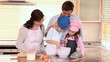 Happy family cooking