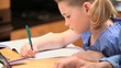 Video: Little girl writing on a notebook Little girl writing on a notebook