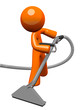 Orange Man with Steam Cleaner Carpet Wand
