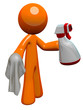 Orange Man Sanitation Worker Spray Bottle and Cloth