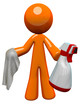Orange Man Sanitation Worker Spray Bottle and Cloth