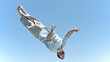 Young man jumping in slow motion while making a twist