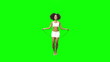 Brunette playing in slow motion with a skipping rope