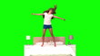 Woman jumping on her bed in slow motion