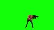 Brunette playing karaoke in slow motion