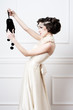 Portrait of beautiful retro bride