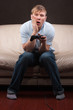 portrait of a sleepy gamer