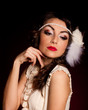 Vintage woman in retro dress . Pin-up girl
