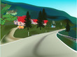 road near houses illustration road near houses illustration