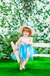 Photo: little girl sitting on a bench little girl sitting on a bench