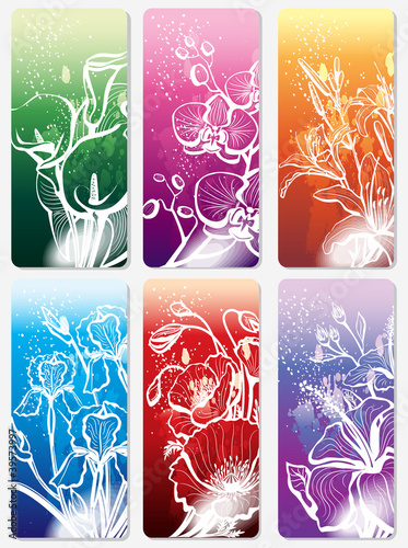 Vector: Set of stickers with flower Set of stickers with flower