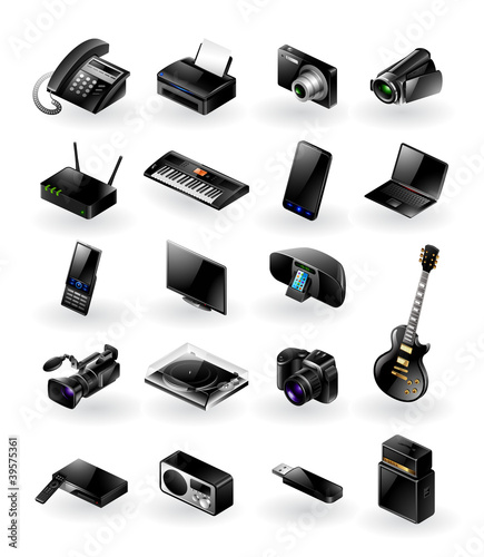 Vector: Mixed vector icon set - electronics in various categories Mixed vector icon set - electronics in various categories