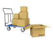 3d image trolley with boxes symbolizing bystrtsyu shipping and w