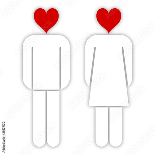 Illustration: symbol frau mann herz-kopf II symbol frau mann herz-kopf II
