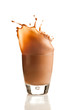 Chocolate splashing into glass