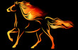 horse outline among fire flames