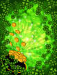 Pot of Gold on Shamrock Four Leaf Clover Background Vertical
