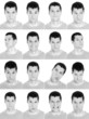 Adult man face expressions composite composite black and white.