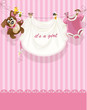 baby girl pink openwork announcement card