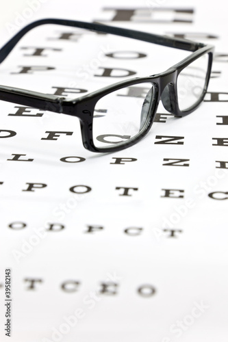 Photo: Spectacles on an eye test chart Spectacles on an eye test chart
