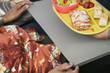 Lunch being served on airplane