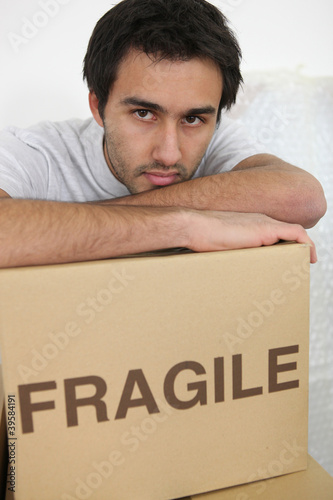Photo: A tired man on moving day A tired man on moving day