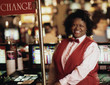 Female cashier at register