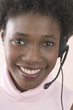 Portrait of businesswoman with headset