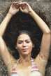 Portrait of woman floating in water