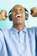 Man listening to music with headphones